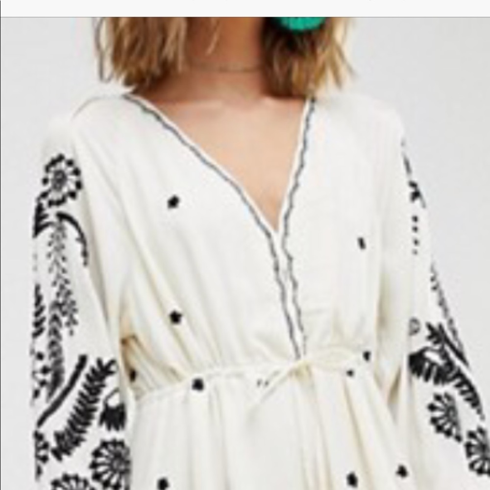 Free People White and Black Jumpsuit